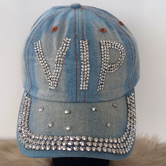 VIP Bling 💎 Denim Baseball Cap - Picture 1 of 12